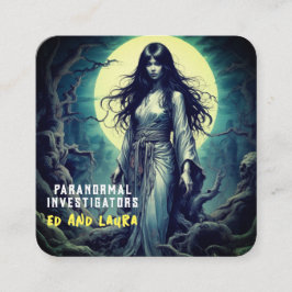Cartão De Visita Quadrado Investigador Paranormal Assombrado Fantasma