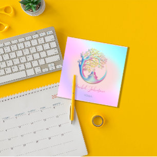 Cartão De Visita Quadrado Ioga Classes de Ioga Instrutor de Logotipo Escolar