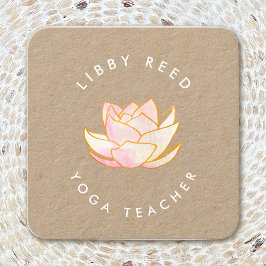 Cartão De Visita Quadrado Ioga de flor de lótus aquosa