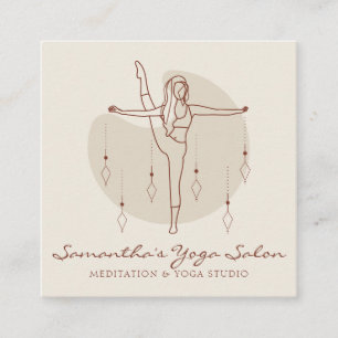 Cartão De Visita Quadrado Ioga Pilates Espiritual Ginásio Meditação Postura