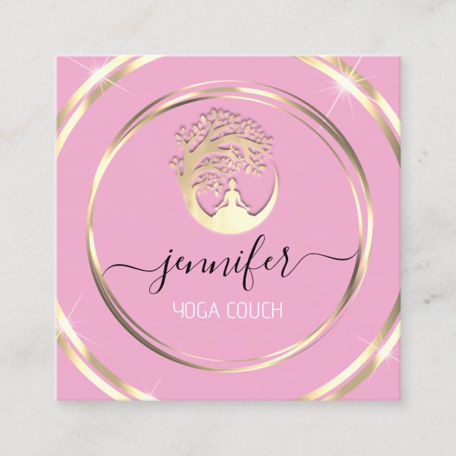 Cartão De Visita Quadrado Ioga Terapêutica de Soquete Mindfullidade QR CÓDIG (Frente)