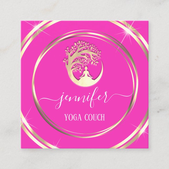 Cartão De Visita Quadrado Ioga Terapêutica de Soquete Mindfullidade QR CÓDIG (Frente)