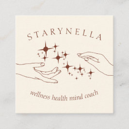 Cartão De Visita Quadrado Ivory Terracotta Stars Energy Mãos Terapia Reiki