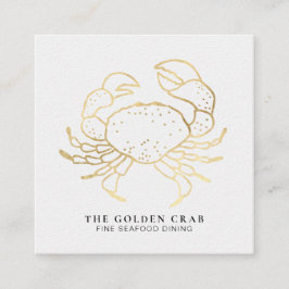 Cartão De Visita Quadrado Jantar fino do caranguejo dourado do *~* pelo ouro