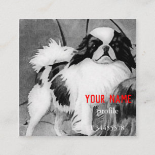 Cartão De Visita Quadrado Japonês Chin do vintage preto e branco