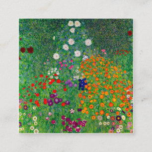 Cartão De Visita Quadrado Jardim de Algodão Gustav Klimt
