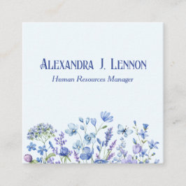 Cartão De Visita Quadrado Jardim de flores silvestres e Lavandas adoráveis