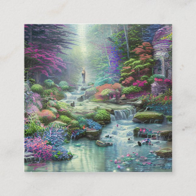 Cartão De Visita Quadrado Jardim do Éden (Frente)