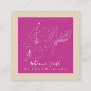 Cartão De Visita Quadrado Jardim Vegetal Tropical de Hisbisco-Botânico Magen