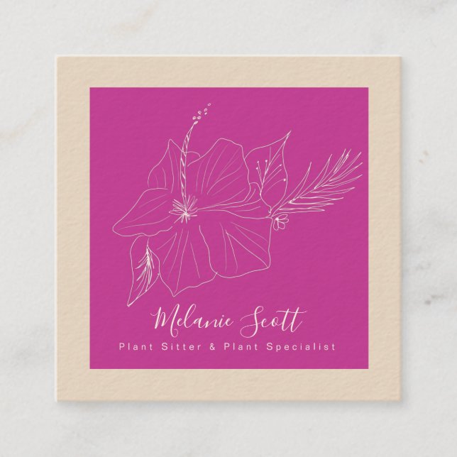 Cartão De Visita Quadrado Jardim Vegetal Tropical de Hisbisco-Botânico Magen (Frente)