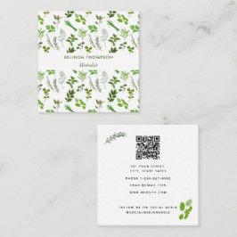 Cartão De Visita Quadrado Jardins Culinários de Cozinhar Verde Código QR