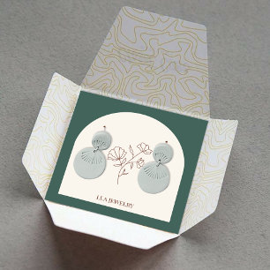 Cartão De Visita Quadrado Jewely Earring apresenta arco verde-oliva