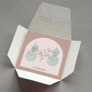 Cartão De Visita Quadrado Jewely Earring Brown Cream Green Arch