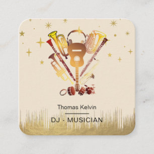 Cartão De Visita Quadrado Jogador de DJs do Organizador de Eventos de Instru