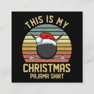 Cartão De Visita Quadrado Jogador de hóquei engraçado Quarentena de Natal 