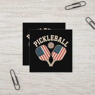 Cartão De Visita Quadrado Jogador de Pickleball da Bandeira dos EUA