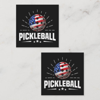 Cartão De Visita Quadrado Jogador de Pickleball da Bandeira dos EUA
