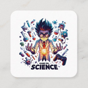 Cartão De Visita Quadrado Jogo de Conexão Química On, Tema da Ciência