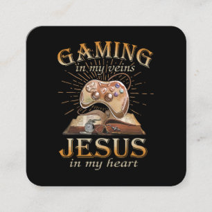 Cartão De Visita Quadrado Jogos nas Minhas Veias Jesus no Meu Coração