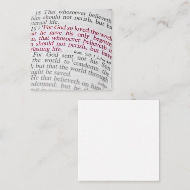 Cartão De Visita Quadrado John 3:16 (Frente/Verso)