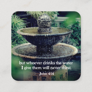 Cartão De Visita Quadrado John 4:14 Quem bebe a água que dou Bíblia