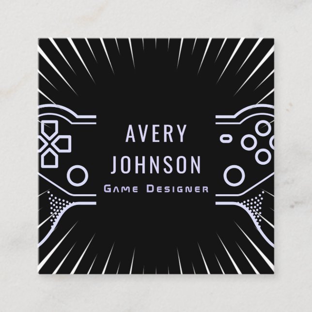 Cartão De Visita Quadrado Joypad Modern de Jogos em Vídeo Bold Artsy (Frente)