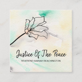 Cartão De Visita Quadrado *~* JUSTIÇA DA PAZ - Flor de Destaque Preto