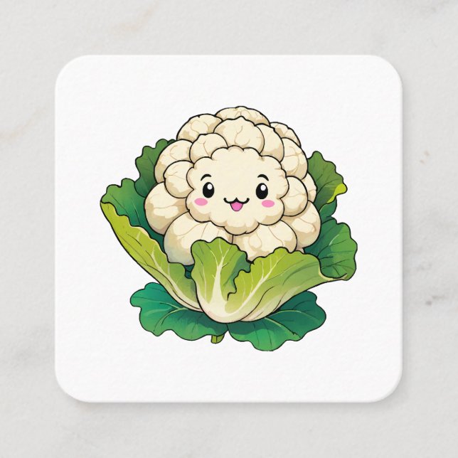 Cartão De Visita Quadrado Kawaii Cauliflower (Frente)
