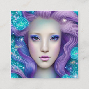 Cartão De Visita Quadrado Kawaii Unicorn Horse Retrato Art Deco Botticelli