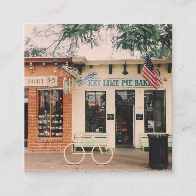 Cartão De Visita Quadrado Key Limão Pie Bakery - Key West - Flórida (Frente)