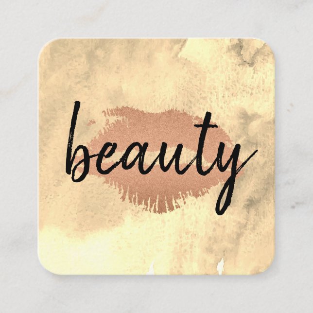 Cartão De Visita Quadrado Kiss Handescrita Watercolor (Frente)