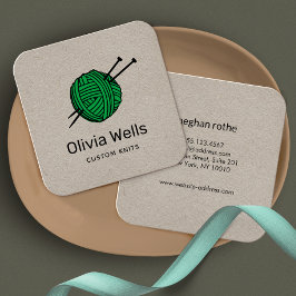 Cartão De Visita Quadrado Knitters de Cor Personalizáveis que Cortam a Bola