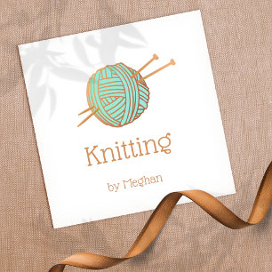Cartão De Visita Quadrado Knitters - Logotipo da bola de arn