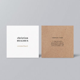Cartão De Visita Quadrado Kraft Brown Mínimo Elegante Profissional Branco
