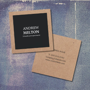 Cartão De Visita Quadrado Kraft preto Elegante simples profissional