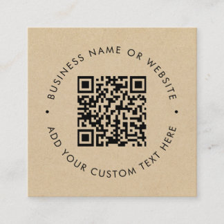 Cartão De Visita Quadrado Kraft QR Code Business Card l Branded scannable QR
