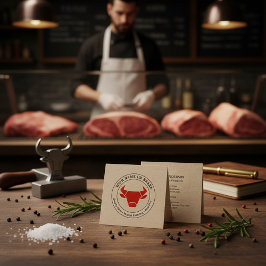 Cartão De Visita Quadrado Kraft Rustic Vintage Logo Catering Business Card