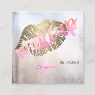 Cartão De Visita Quadrado Lábios de brilho profissional Elegante moderno, te