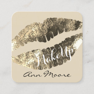 Cartão De Visita Quadrado Lábios gigantes de beijo, cobrir brilhante