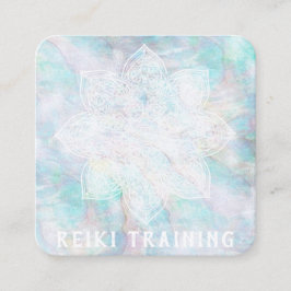 Cartão De Visita Quadrado *~* Lacey White Mandala Blue Pink