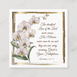 Cartão De Visita Quadrado Lamentações 3:22-23 Ama Constante do Senhor 