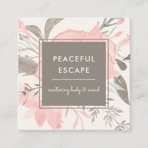 Cartão De Visita Quadrado Lâmpada e Taupe de Aquarela Elegante  com Social 