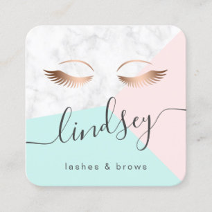 Cartão De Visita Quadrado Lâmpadas de menta cor-de-rosa, rosa, elegantes e 