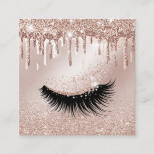 Cartão De Visita Quadrado Lash de Garotas Douradas Lashes de Beleza