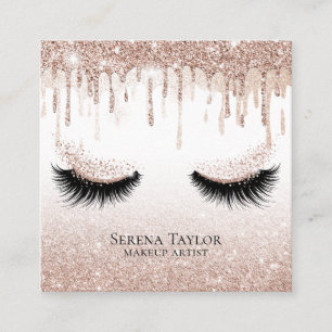 Cartão De Visita Quadrado Lash de Garotas Douradas Lashes de Beleza