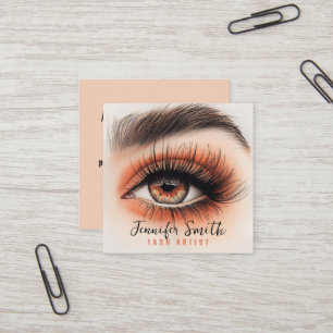 Cartão De Visita Quadrado Lash Extension Artist Tech, Beleza Makeup