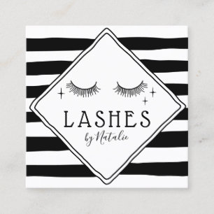 Cartão De Visita Quadrado Lashes Maquiagem Artista Bonito Mão Desenhada Str