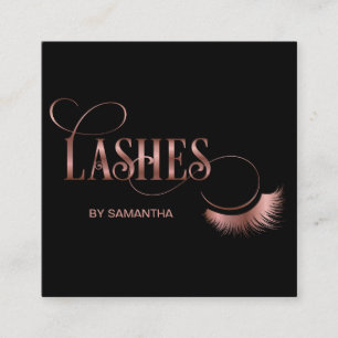 Cartão De Visita Quadrado Lashes Moderno Rosa, Artista de maquiagem da tipog