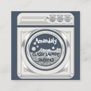 Cartão De Visita Quadrado Lavagem em lavanderia Limpeza doméstica Logotipo 