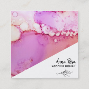 Cartão De Visita Quadrado *~* Lavanda Floral Abstrato de mármore roxo